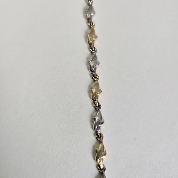 10K Gold Two Tone Dolphin Bracelet - Picture 7 of 13